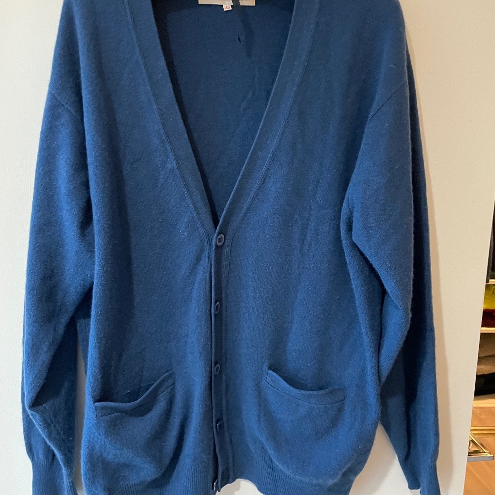 100% CASHMERE BLUE CARDIGAN OVERSIZED FIT